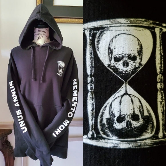 Unus Annus Momento Mori Hourglass Founders Pullover Hoodie Black - Picture 2 of 15